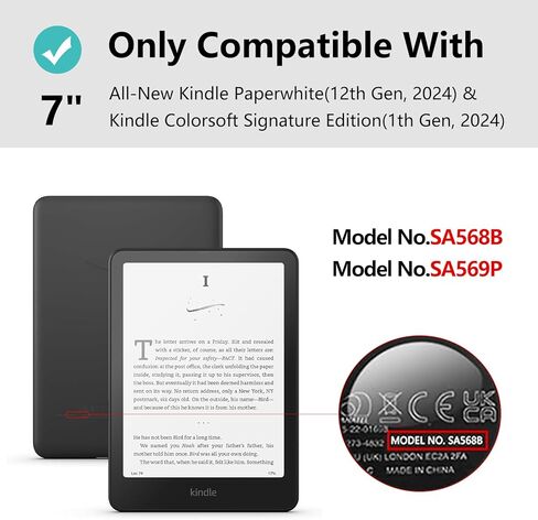 حافظة MOROCK لجهاز Kindle Paperwhite الجيل الثاني عشر مقاس 7 بوصات 2024، تناسب إصدار Kindle Colorsoft Paperwhite Signature Edition، جلد PU لامع نحيف وغطاء خلفي من الأكريليك الشفاف للكمبيوتر الشخصي، نوم/استيقاظ تلقائي، توت بري لامع in Kuwait