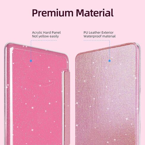 حافظة MOROCK لجهاز Kindle Paperwhite الجيل الثاني عشر مقاس 7 بوصات 2024، تناسب إصدار Kindle Colorsoft Paperwhite Signature Edition، جلد PU لامع نحيف وغطاء خلفي من الأكريليك الشفاف للكمبيوتر الشخصي، نوم/استيقاظ تلقائي، توت بري لامع in Kuwait