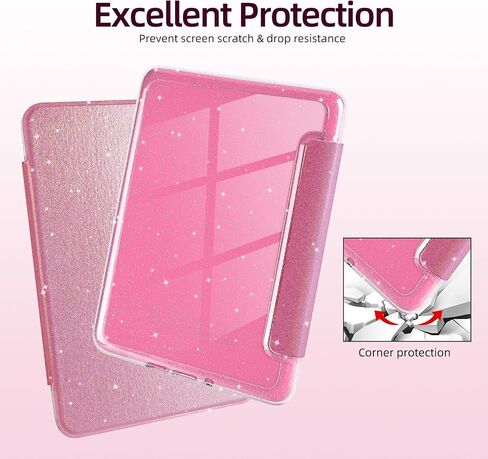 حافظة MOROCK لجهاز Kindle Paperwhite الجيل الثاني عشر مقاس 7 بوصات 2024، تناسب إصدار Kindle Colorsoft Paperwhite Signature Edition، جلد PU لامع نحيف وغطاء خلفي من الأكريليك الشفاف للكمبيوتر الشخصي، نوم/استيقاظ تلقائي، توت بري لامع in Kuwait
