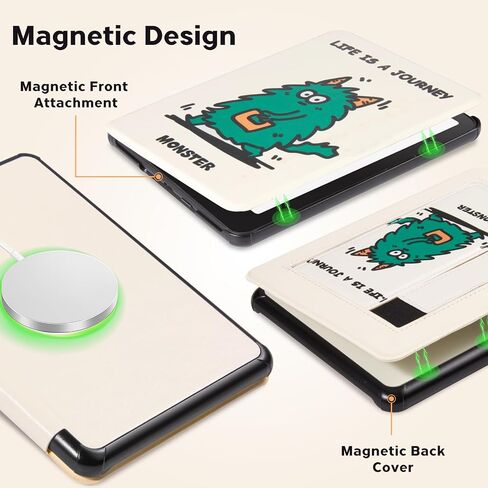 CoBak Lightweight Stand Cute Case for 7" Kindle Paperwhite 12th Gen 2024 and Kindle Colorsoft with Right Hand Strap - Compatible with iPhone MagSafe, for Samsung/Anker Wireless Charging Pads in Saudi Arabia