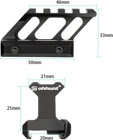 Ohhunt Riser Mount 1 بوصة Hight Picatinny Rail Cantilever Design باللون الأسود in Saudi Arabia