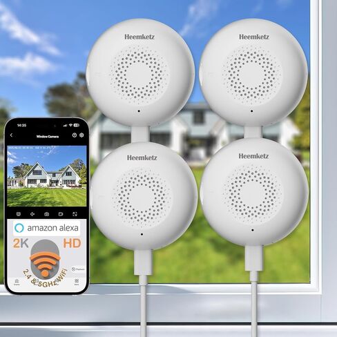 3MP Window Security Camera, 5GHz & 2.4GHz WiFi 6 Indoor/Outdoor Monitoring, Max AI Color Night Vision, 110° Wide Angle, Easy Stick-on Install, Alexa Compatible, 24/7 Recording in Saudi Arabia
