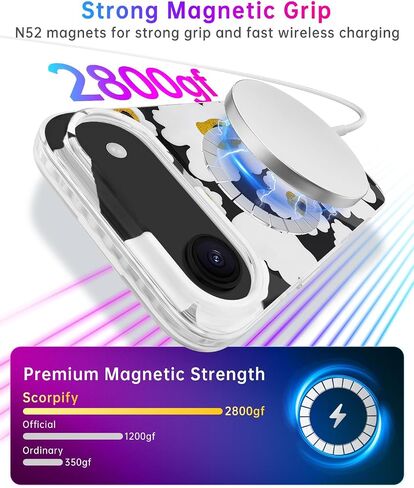SCORPIFY for iPhone 17 Pro Case [Compatible with MagSafe] with Blue Nemophila Floral Design, Cute Clear Flower Magnetic Phone Cover for Women Girls,[Non Yellowing] Slim Bumper with Gold Accents in Saudi Arabia