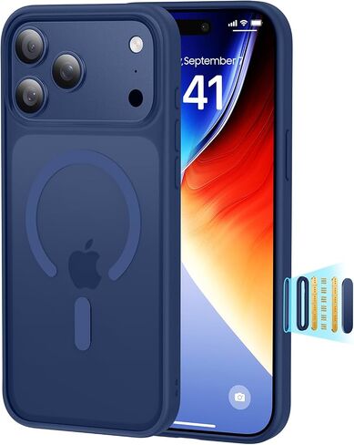 حافظة مغناطيسية مقاومة للصدمات لهاتف iPhone 17 Pro Max، [مناسبة لـ MagSafe] [تم اختبار السقوط من الدرجة العسكرية] حافظة خلفية مغناطيسية شفافة غير لامعة 17 Pro Max مضادة لبصمات الأصابع ومضادة للخدش 6.9 بوصة، أزرق in Kuwait