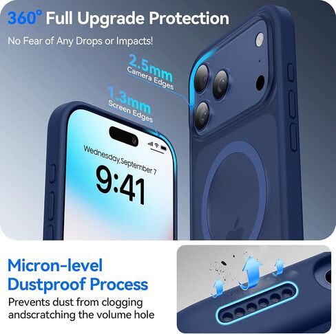حافظة مغناطيسية مقاومة للصدمات لهاتف iPhone 17 Pro Max، [مناسبة لـ MagSafe] [تم اختبار السقوط من الدرجة العسكرية] حافظة خلفية مغناطيسية شفافة غير لامعة 17 Pro Max مضادة لبصمات الأصابع ومضادة للخدش 6.9 بوصة، أزرق in Kuwait
