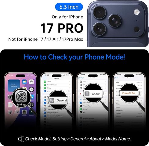 حافظة مغناطيسية مقاومة للصدمات لهاتف iPhone 17 Pro Max، [مناسبة لـ MagSafe] [تم اختبار السقوط من الدرجة العسكرية] حافظة خلفية مغناطيسية شفافة غير لامعة 17 Pro Max مضادة لبصمات الأصابع ومضادة للخدش 6.9 بوصة، أزرق in Kuwait