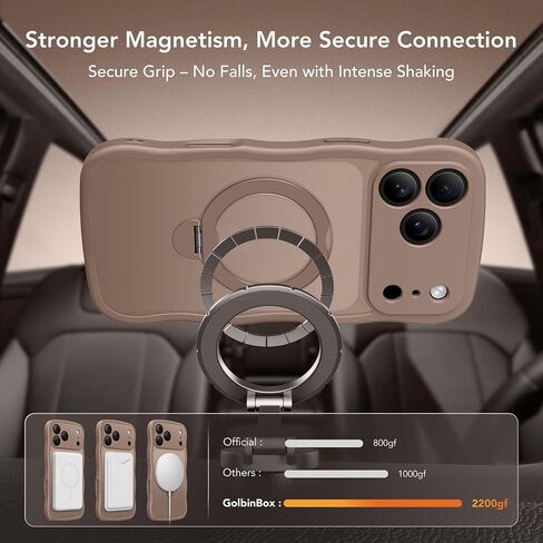 for iPhone 17 Pro Max Case for Women,[Compatible with Magsafe][360° Spin Magnetic Stand][Cute Wave Edge][Military-Grade Protection]Translucent Matte Phone Case for iPhone 17Pro Max,Withered Brown in Saudi Arabia