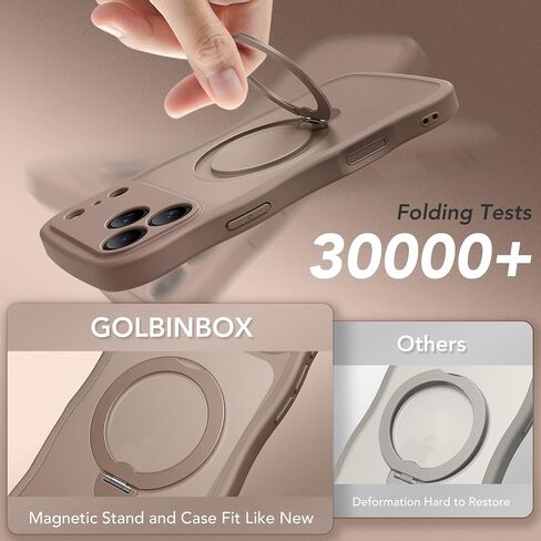 for iPhone 17 Pro Max Case for Women,[Compatible with Magsafe][360° Spin Magnetic Stand][Cute Wave Edge][Military-Grade Protection]Translucent Matte Phone Case for iPhone 17Pro Max,Withered Brown in Saudi Arabia