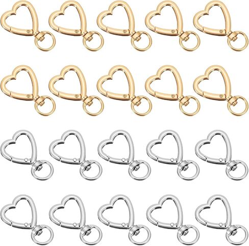 20 قطعة سلسلة مفاتيح على شكل قلب مجموعة مشابك معدنية فضية وذهبية على شكل قلب للمفاتيح خطاف مشبك سلسلة مفاتيح مشبك قوي لطيف زنبركي مشبك مشبك للسوار وحاملي بطاقات Handba مشغولات يدوية الصنع in Kuwait