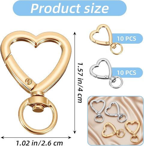 20 قطعة سلسلة مفاتيح على شكل قلب مجموعة مشابك معدنية فضية وذهبية على شكل قلب للمفاتيح خطاف مشبك سلسلة مفاتيح مشبك قوي لطيف زنبركي مشبك مشبك للسوار وحاملي بطاقات Handba مشغولات يدوية الصنع in Kuwait