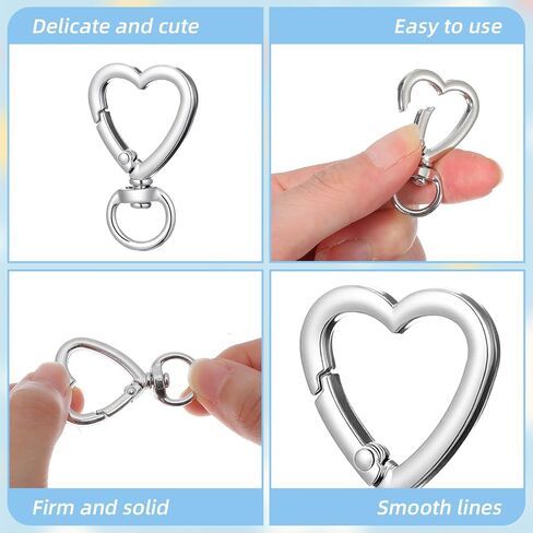 20 قطعة سلسلة مفاتيح على شكل قلب مجموعة مشابك معدنية فضية وذهبية على شكل قلب للمفاتيح خطاف مشبك سلسلة مفاتيح مشبك قوي لطيف زنبركي مشبك مشبك للسوار وحاملي بطاقات Handba مشغولات يدوية الصنع in Kuwait