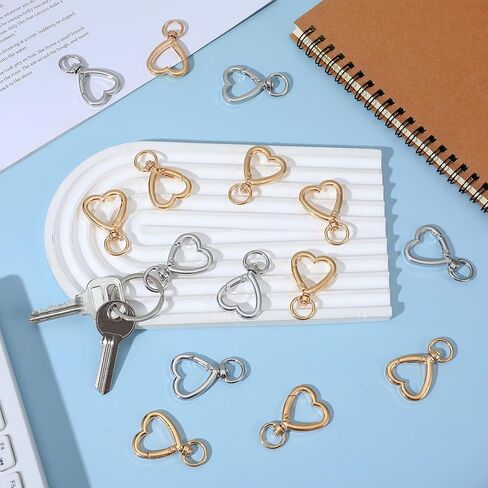20 قطعة سلسلة مفاتيح على شكل قلب مجموعة مشابك معدنية فضية وذهبية على شكل قلب للمفاتيح خطاف مشبك سلسلة مفاتيح مشبك قوي لطيف زنبركي مشبك مشبك للسوار وحاملي بطاقات Handba مشغولات يدوية الصنع in Kuwait
