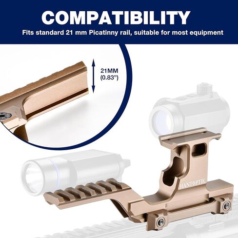 Hantoptik Tactical Group Type Mount, Combo Optic Riser Mount for Laser Night Vision, Red Dot Sight Scope, Holographic Sight, Magnifiers, Picatinny Rail Fast Riser Base Adapter Rail 21 mm in Kuwait
