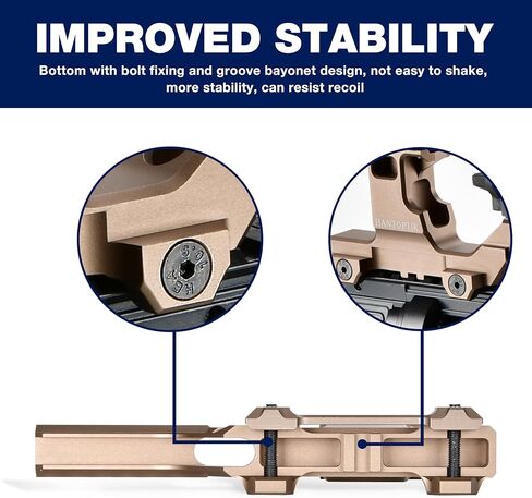 Hantoptik Tactical Group Type Mount, Combo Optic Riser Mount for Laser Night Vision, Red Dot Sight Scope, Holographic Sight, Magnifiers, Picatinny Rail Fast Riser Base Adapter Rail 21 mm in Kuwait
