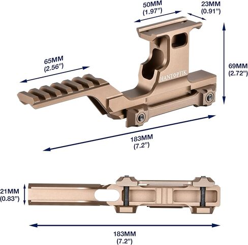Hantoptik Tactical Group Type Mount, Combo Optic Riser Mount for Laser Night Vision, Red Dot Sight Scope, Holographic Sight, Magnifiers, Picatinny Rail Fast Riser Base Adapter Rail 21 mm in Kuwait