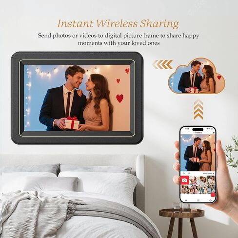 إطار صور رقمي - إطار صور رقمي واي فاي ذكي مقاس 10.1 بوصة من Frameo، وشاشة لمس IPS عالية الدقة 1280x800، ومساحة تخزين 32 جيجابايت، ومشاركة فورية عبر التطبيق، لأعياد الميلاد والتدفئة المنزلية والذكرى السنوية in Kuwait