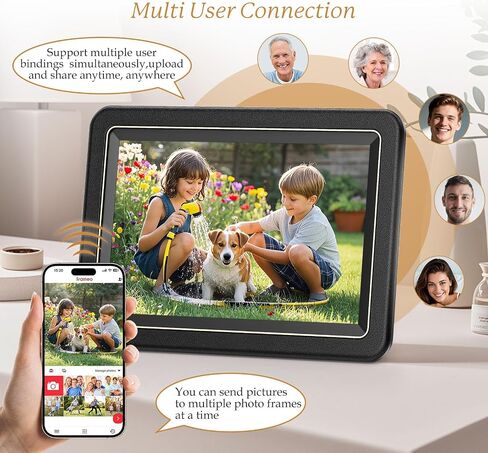 إطار صور رقمي - إطار صور رقمي واي فاي ذكي مقاس 10.1 بوصة من Frameo، وشاشة لمس IPS عالية الدقة 1280x800، ومساحة تخزين 32 جيجابايت، ومشاركة فورية عبر التطبيق، لأعياد الميلاد والتدفئة المنزلية والذكرى السنوية in Kuwait