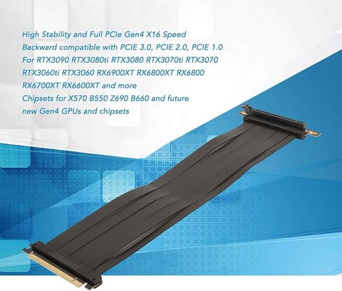 Pssopp PCIE 4.0 X16 Riser Cable, High Speed GPU Extension Cable for RTX3090 RTX3080ti RTX3080 and More 40cm Length EMI Shielded Compatible with X570 B550 Z690 Graphics Card in Saudi Arabia