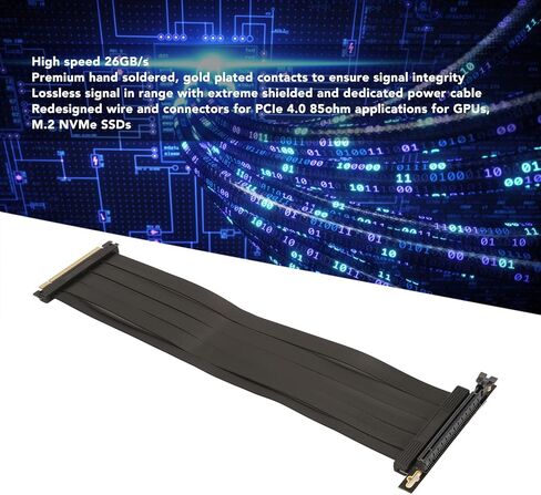 Pssopp PCIE 4.0 X16 Riser Cable, High Speed GPU Extension Cable for RTX3090 RTX3080ti RTX3080 and More 40cm Length EMI Shielded Compatible with X570 B550 Z690 Graphics Card in Saudi Arabia