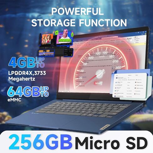 Lenovo IdeaPad Slim 3 Chromebook Laptop, 14'' FHD Touchscreen, 4GB RAM, 64GB eMMC + 256GB Micro SD, MediaTek Kompanio 520, Lightweight Chromebook for Business & Students, w/Accessories in Saudi Arabia