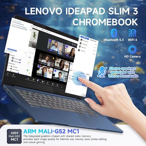 Lenovo IdeaPad Slim 3 Chromebook Laptop, 14'' FHD Touchscreen, 4GB RAM, 64GB eMMC + 256GB Micro SD, MediaTek Kompanio 520, Lightweight Chromebook for Business & Students, w/Accessories in Saudi Arabia