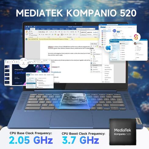 Lenovo IdeaPad Slim 3 Chromebook Laptop, 14'' FHD Touchscreen, 4GB RAM, 64GB eMMC + 256GB Micro SD, MediaTek Kompanio 520, Lightweight Chromebook for Business & Students, w/Accessories in Saudi Arabia
