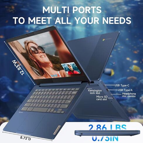 Lenovo IdeaPad Slim 3 Chromebook Laptop, 14'' FHD Touchscreen, 4GB RAM, 64GB eMMC + 256GB Micro SD, MediaTek Kompanio 520, Lightweight Chromebook for Business & Students, w/Accessories in Saudi Arabia