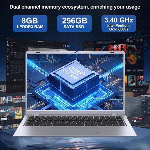 2025 Silver Laptop, Pentium Gold 6500Y Processor(Up to 3.4GHz),8GB RAM 256GB SSD,14 Inch FHD IPS Display, 5000mAh Battery,Type-C,Portable Laptops Computer for Business Office Home in Saudi Arabia
