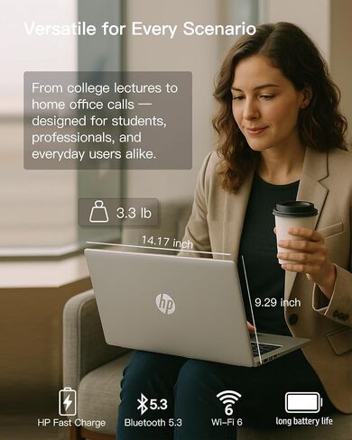 كمبيوتر محمول للأعمال HP مقاس 15.6 بوصة بدقة FHD | سلسلة معالجات إنتل ثنائية النواة | 16 جيجا رام | 512 جيجا اس اس دي | قارئ بطاقة SD | بطارية طويلة | واي فاي 6 | ويندوز 11 برو | المدرسة والأعمال والإنتاجية in Saudi Arabia
