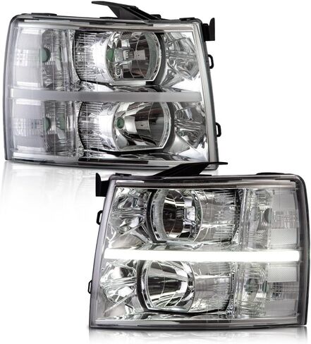 CHEDA LED DRL STRIP Headlights Compatible with 2007-2013 Chevy Silverado 1500 2500 3500 & HD (Clear lens Chrome Housing Clear Reflector) Headlamp Assembly Faros Conjunto De Faros in Saudi Arabia
