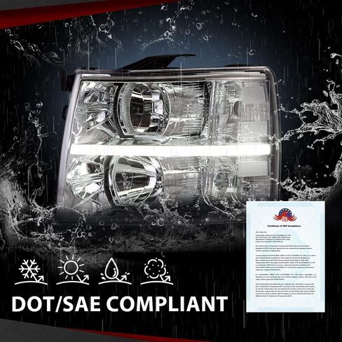 CHEDA LED DRL STRIP Headlights Compatible with 2007-2013 Chevy Silverado 1500 2500 3500 & HD (Clear lens Chrome Housing Clear Reflector) Headlamp Assembly Faros Conjunto De Faros in Saudi Arabia