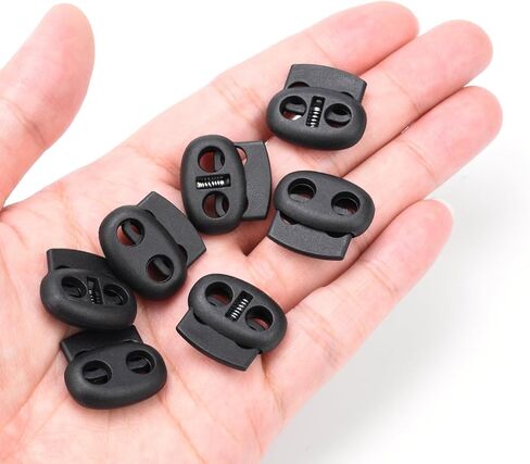 100 Pcs Plastic Cord Locks for Drawstrings Double Hole Spring Stopper Fastener Slider Toggles End for Drawstrings Shoelaces Backpack Lanyard in Kuwait