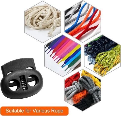 100 Pcs Plastic Cord Locks for Drawstrings Double Hole Spring Stopper Fastener Slider Toggles End for Drawstrings Shoelaces Backpack Lanyard in Kuwait