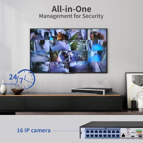 DS-7616NI-Q2/16P 4K NVR 16 قناة 16 قناة 16 PoE مسجل فيديو شبكي يعمل مع كاميرا IP 8MP/6MP/5MP/4MP، يدعم ما يصل إلى 8 تيرابايت من القرص الصلب (HDD غير متضمن) in Kuwait