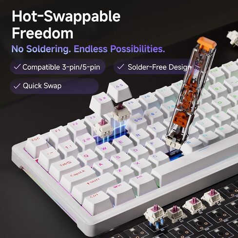 DIERYA DK81E 75% Mechanical Gaming Keyboard, Hot-Swappable, Pre-Lubed Linear Switches, Gasket-Mount, 6-Layer Dampening Foam, Programmable, Volume Knob, RGB Backlit, Double-Shot Keycaps, Wired, White in Saudi Arabia
