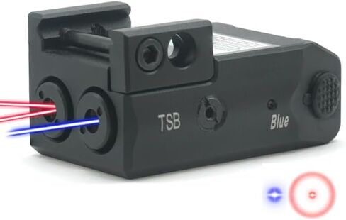 HiLight - TSB- TSBL التكتيكي - ليزر دائري أحمر وأزرق كلاسيكي مع بطارية من النوع C قابلة لإعادة الشحن - نوع USB - ألومنيوم صلب مؤكسد - ضوء محمول/مثبت على السكك الحديدية وفئة ليزر مزدوجة من IIIA، <5 ميجاوات in Kuwait