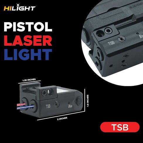 HiLight - TSB- TSBL التكتيكي - ليزر دائري أحمر وأزرق كلاسيكي مع بطارية من النوع C قابلة لإعادة الشحن - نوع USB - ألومنيوم صلب مؤكسد - ضوء محمول/مثبت على السكك الحديدية وفئة ليزر مزدوجة من IIIA، <5 ميجاوات in Kuwait