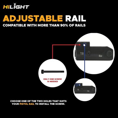 HiLight - TSB- TSBL التكتيكي - ليزر دائري أحمر وأزرق كلاسيكي مع بطارية من النوع C قابلة لإعادة الشحن - نوع USB - ألومنيوم صلب مؤكسد - ضوء محمول/مثبت على السكك الحديدية وفئة ليزر مزدوجة من IIIA، <5 ميجاوات in Kuwait