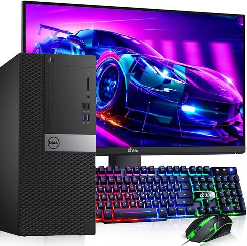 Dell Gaming Tower Desktop PC – Intel Core i5-6500 6th Gen – 16GB DDR4 RAM – 256GB SSD – 500GB HDD – GeForce GT 1030 – 22" Monitor – RGB Keyboard & Mouse – Windows 11 Pro – Gaming Computer (Renewed) in Saudi Arabia