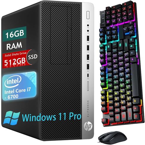 HP EliteDesk 800 G3 Mini Tower Desktop Computer PC, Core i7-6700 3.4GHz, Up to 4.0GHz, Windows 11 Pro, 16GB RAM, 512GB SSD, WiFi, Keyboard&Mouse(Renewed) in Saudi Arabia