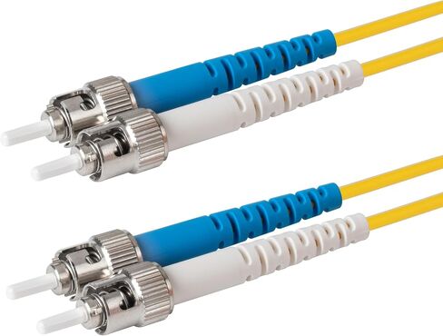 كابل SpeedyFiberTX 1-Pack 10 Feet ST/U إلى ST/U من الألياف الضوئية، أحذية زرقاء وبيضاء، ألياف بصرية Corning SMF-28 Ultra أحادية الوضع 9/125um، سترة كابل OFNR باللون الأصفر المزدوج in Saudi Arabia