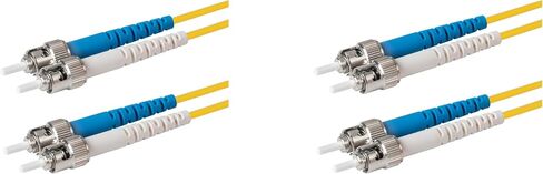 كابل SpeedyFiberTX 1-Pack 10 Feet ST/U إلى ST/U من الألياف الضوئية، أحذية زرقاء وبيضاء، ألياف بصرية Corning SMF-28 Ultra أحادية الوضع 9/125um، سترة كابل OFNR باللون الأصفر المزدوج in Saudi Arabia