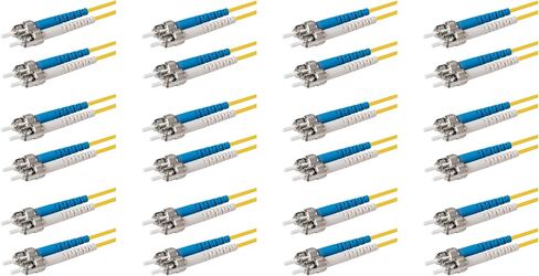 كابل SpeedyFiberTX 1-Pack 10 Feet ST/U إلى ST/U من الألياف الضوئية، أحذية زرقاء وبيضاء، ألياف بصرية Corning SMF-28 Ultra أحادية الوضع 9/125um، سترة كابل OFNR باللون الأصفر المزدوج in Saudi Arabia