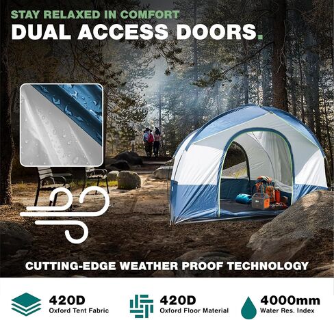 Universal SUV Camping Tent - Up to 8-Person Sleeping Capacity, Includes Rainfly and Storage Bag - Car Tailgate Glamping Tent - 8'W x 8'L x 7.2'H Gray and Blue in Saudi Arabia
