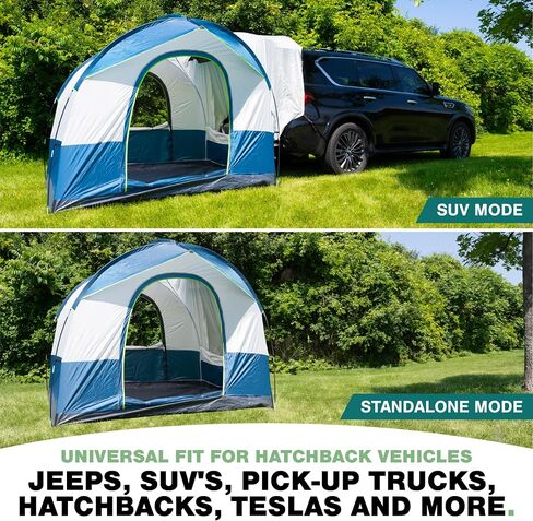 Universal SUV Camping Tent - Up to 8-Person Sleeping Capacity, Includes Rainfly and Storage Bag - Car Tailgate Glamping Tent - 8'W x 8'L x 7.2'H Gray and Blue in Saudi Arabia