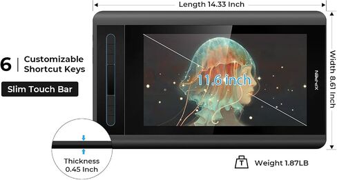 XP-PEN Artist12 11.6 Inch FHD Drawing Monitor Pen Display & XPPen Digital Drawing Glove - Two-Finger Artist Glove with Cute Cat Print in Saudi Arabia