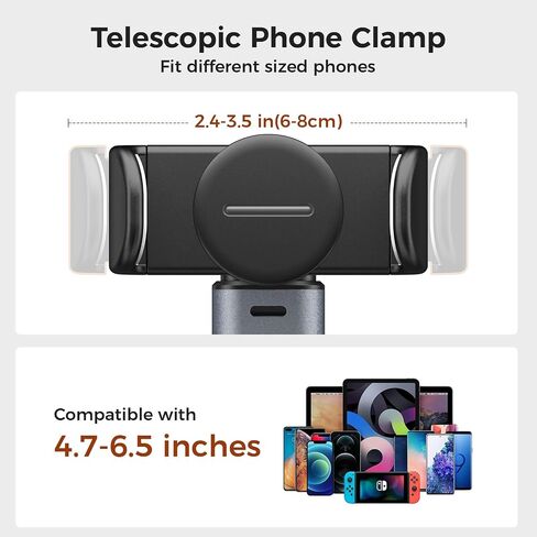 MoKo Overhead Tripod for iPhone, Heavy Duty Aluminum Overhead Phone Mount, Angle & Height Adjustable, Telescopic Arm, Overhead Phone Stand for Recording, Live Streaming, Cooking, Filming (Clip) in Saudi Arabia