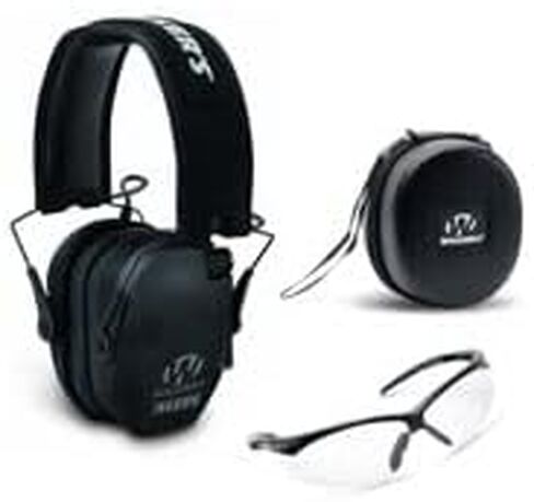 Walker's Razor Slim Electronic Muff with Case and Shooting Glasses (Black) Bundle (3 Items in Saudi Arabia