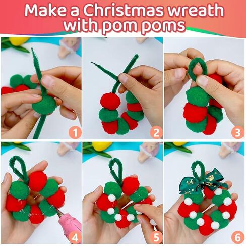 Iooleem Multi-Color Pom Poms, 1200pcs Assorted Size & Color, Pom Poms for Arts and Crafts, Pom Pom Balls with Wiggle Eyes in jar, Glitter Pom Poms, Craft Supplies. in Kuwait