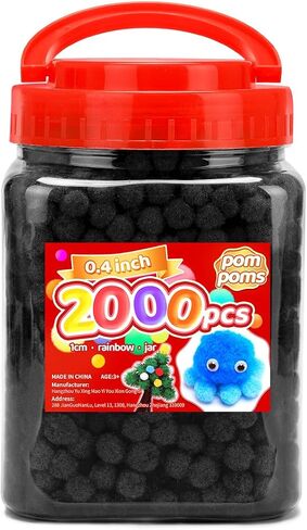 Iooleem Multi-Color Pom Poms, 1200pcs Assorted Size & Color, Pom Poms for Arts and Crafts, Pom Pom Balls with Wiggle Eyes in jar, Glitter Pom Poms, Craft Supplies. in Kuwait